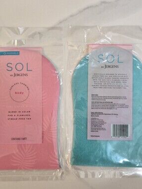 2 Sol By Jergens Sunless Tanning Applicator Mitt - Pink & Teal